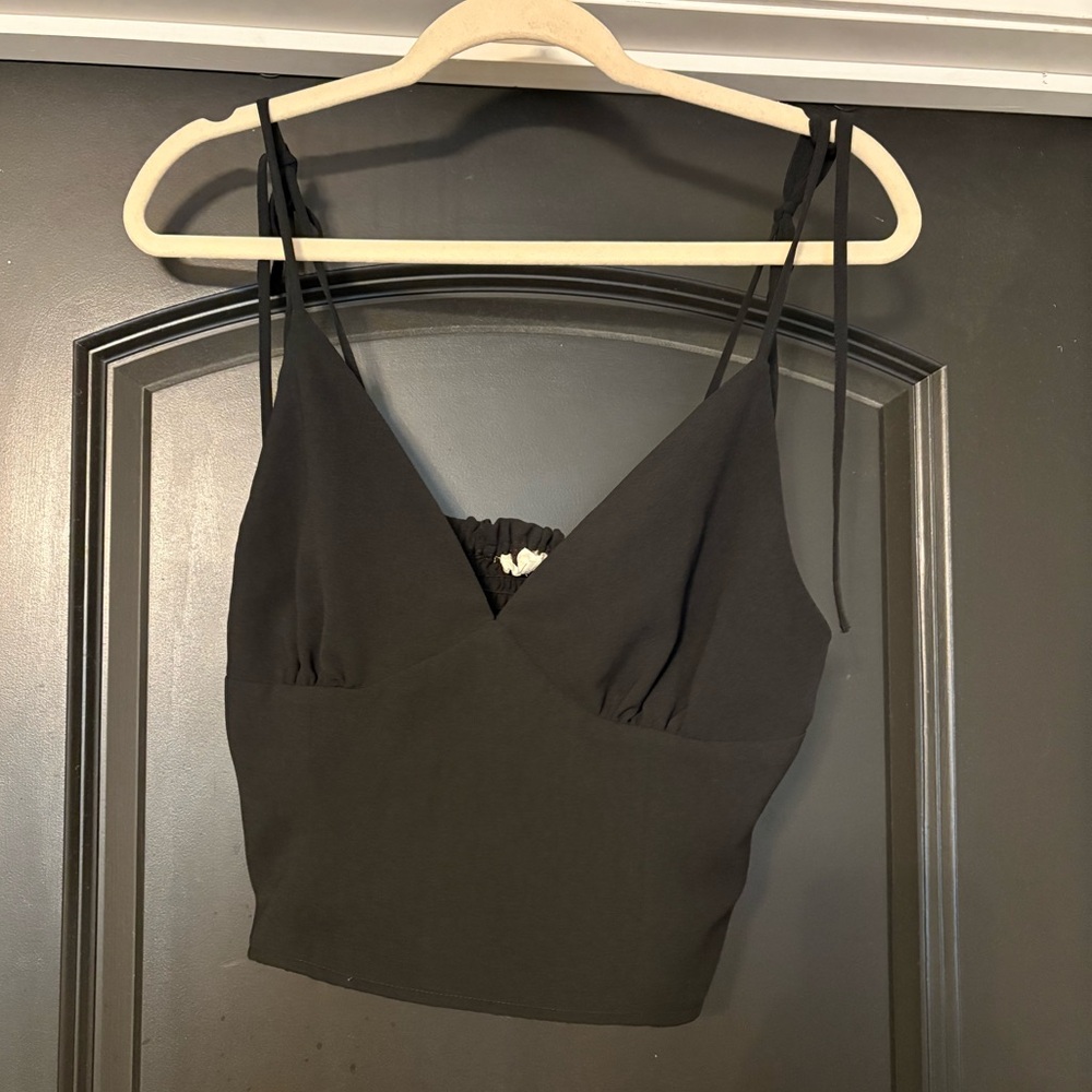 Black Boutique Crop Top with Tie Straps. Size M.
